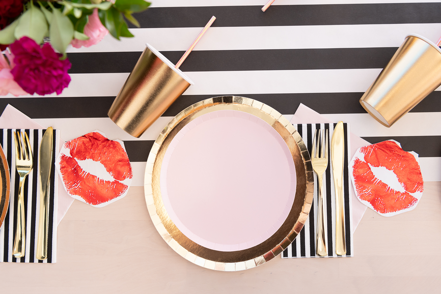 Black, Gold and White Party Decorations Set, Paper Fans, Lanterns