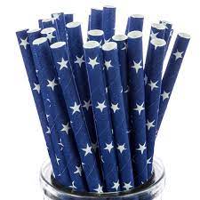 Star Patterned Paper Straws - 7 Color Options