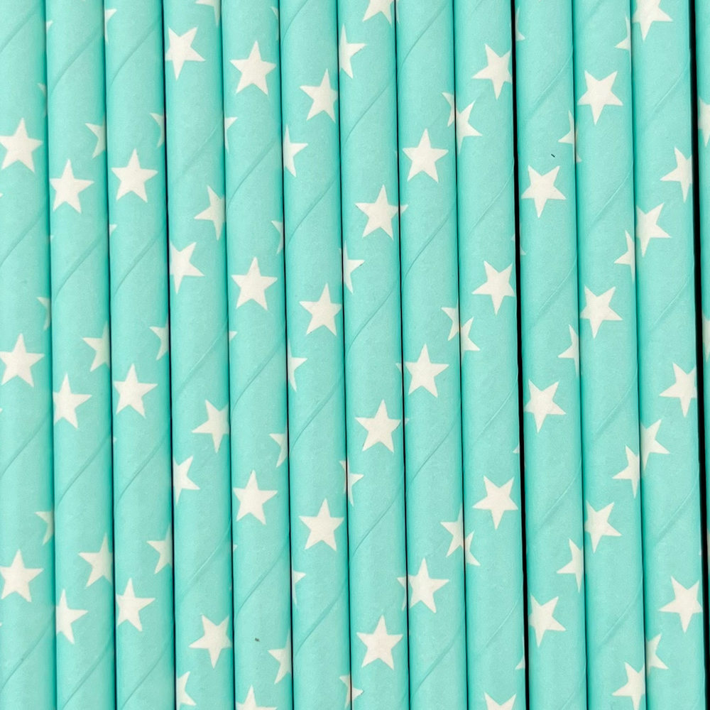 Star Patterned Paper Straws - 7 Color Options