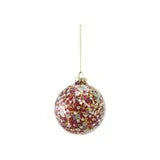 Round Glass Ball Ornament with Sequins Inside - Multi Colored