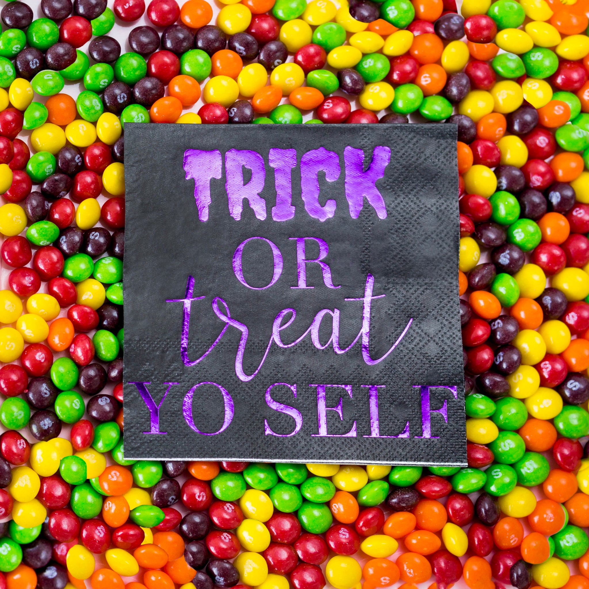 "Trick or Treat Yo Self" Cocktail Napkins styled from Jollity & Co
