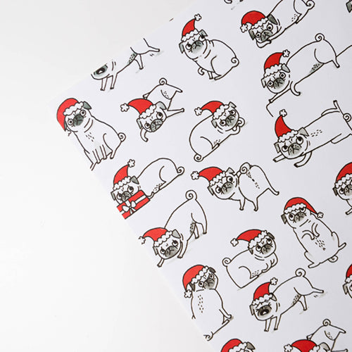 Festive Pugs Gift Wrap Sheet