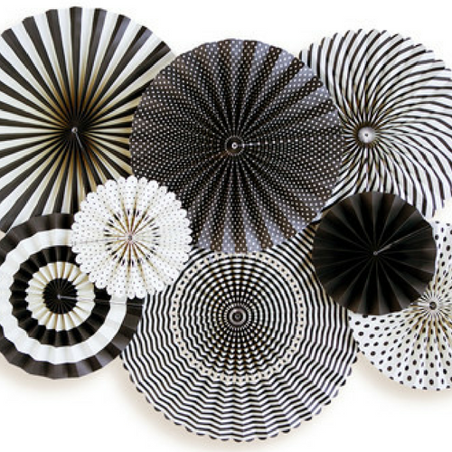 black and white paper fans