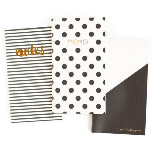 black and white mini notebooks