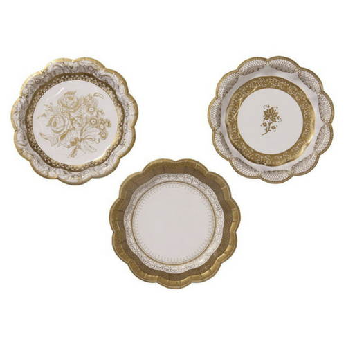 Small Gold Scalloped Dessert Plates