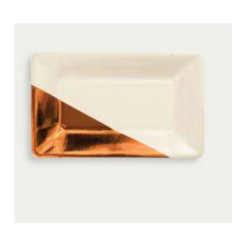 Ivory and Copper Foil Plates
