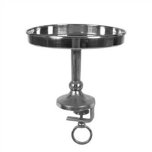 12" Round x 9-3/4"H Decorative Nickel Tray On Stand w/ Table Clamp