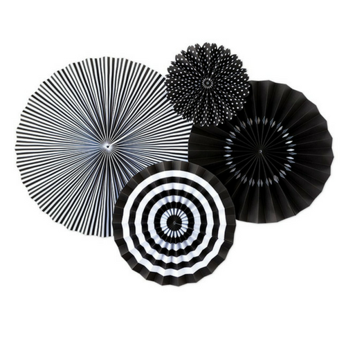 black and white party fans