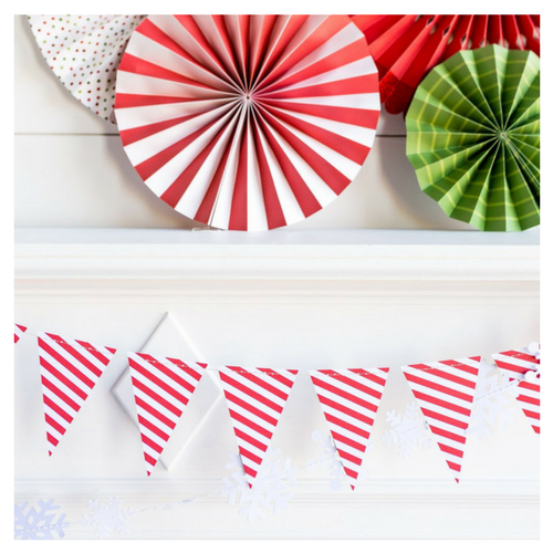 Red & White Striped Pennant Banner