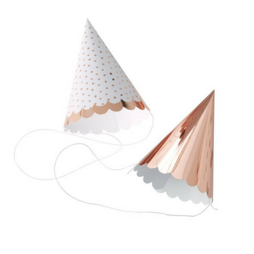 rose gold party hats