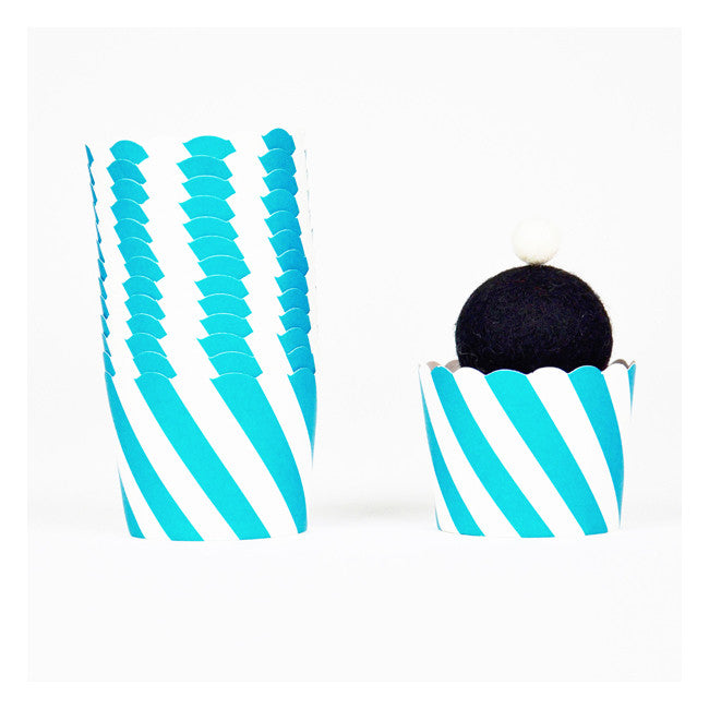 aqua striped cupcake wrappers