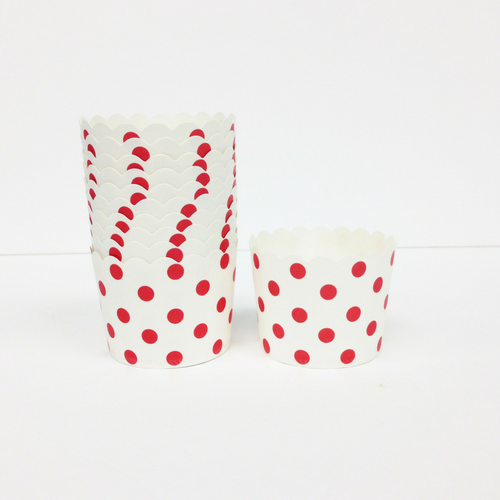 White with Red Polka Dots Baking Cups