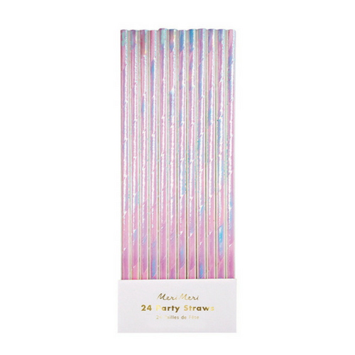 Pink Iridescent Foil Straws