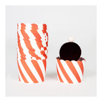 Orange Diagonal Striped Baking Cups