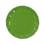 green ruffled edge plates and bowl