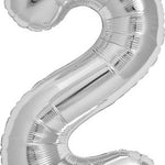 16" Number Balloons - Silver