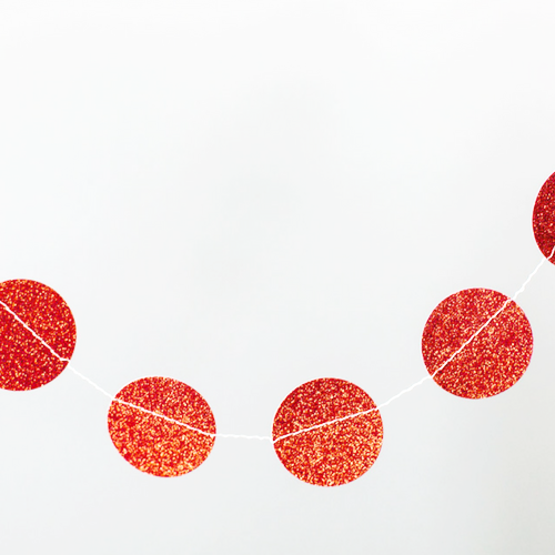 red glitter circle banner