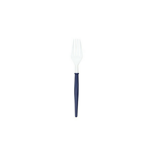 navy and white cocktail or appetizer forks