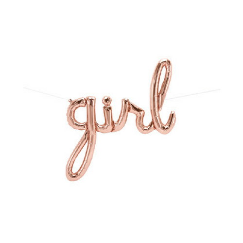 script rose gold girl balloon