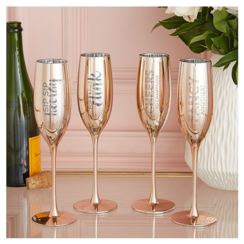 Rose Gold Champagne Flutes - 4 Options