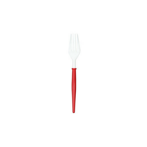 red and white cocktail forks