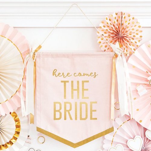 Here Comes the Bride Canvas Banner