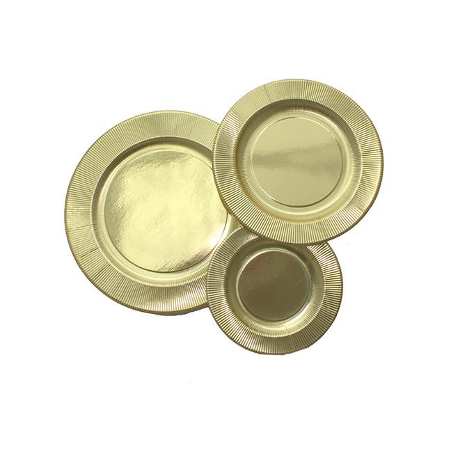 gold metallic ridged fancy paper plates