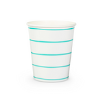 Aqua Frenchie Striped 9 oz Cups from Daydream Society