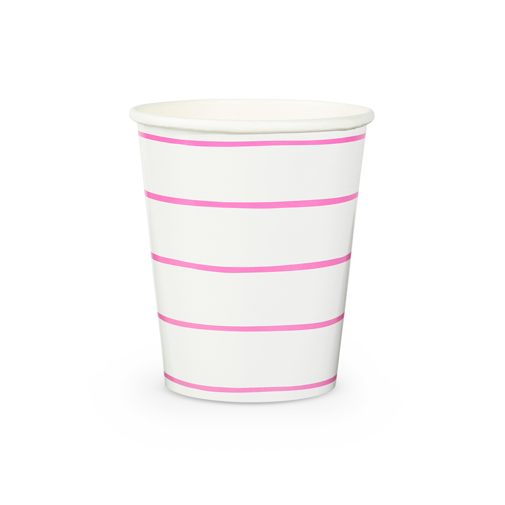 Cerise Frenchie Striped 9 oz Cups from Daydream Society
