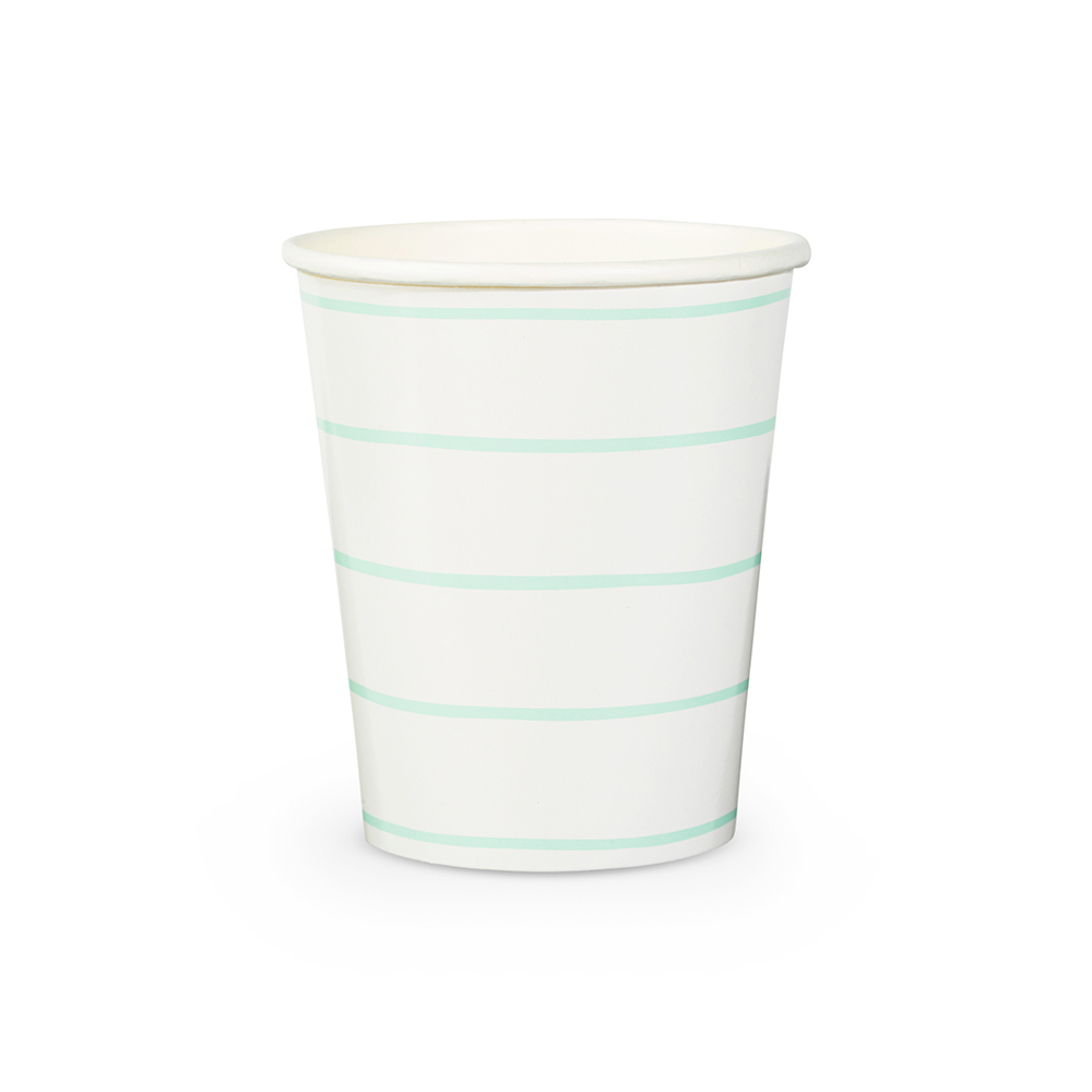 Frenchie Striped Mint 9 oz Cups from Daydream Society