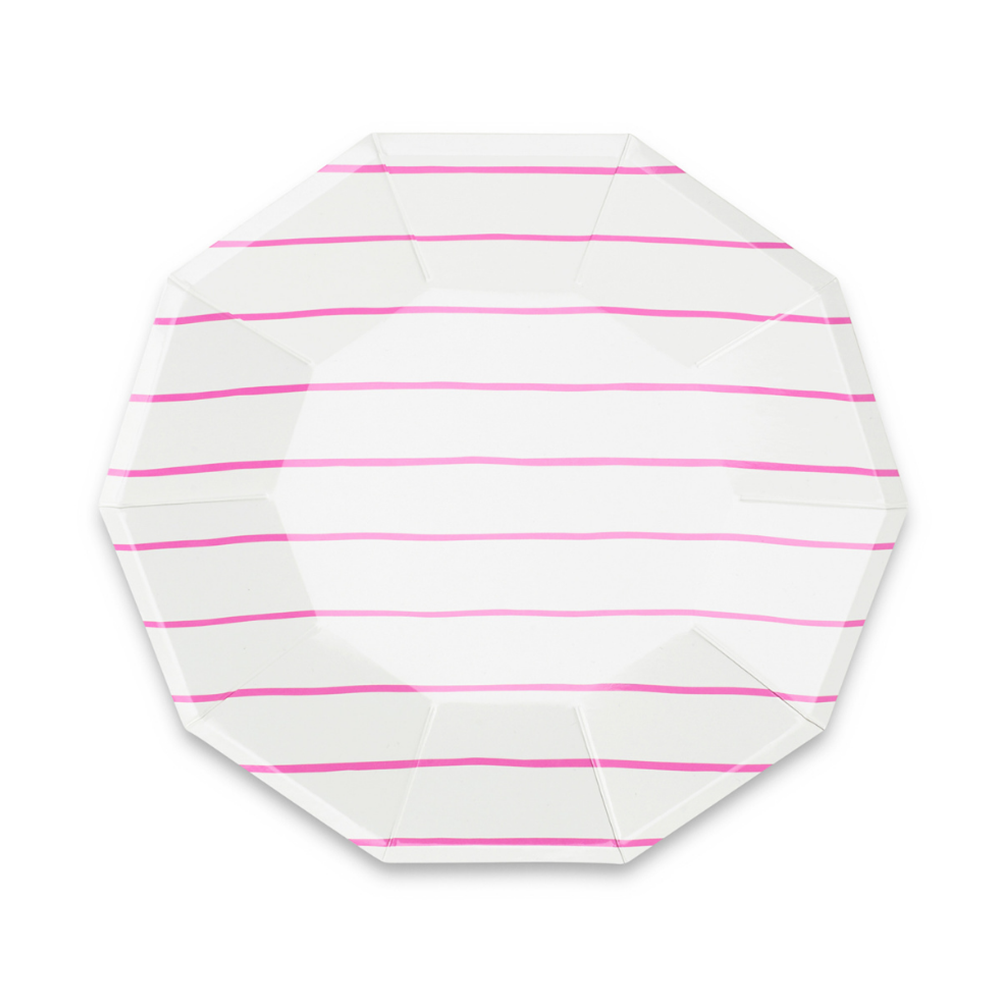 Cerise Frenchie Striped Large Plates from Daydream Society