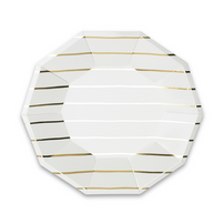Gold Frenchie Striped Large Plates from Daydream Society