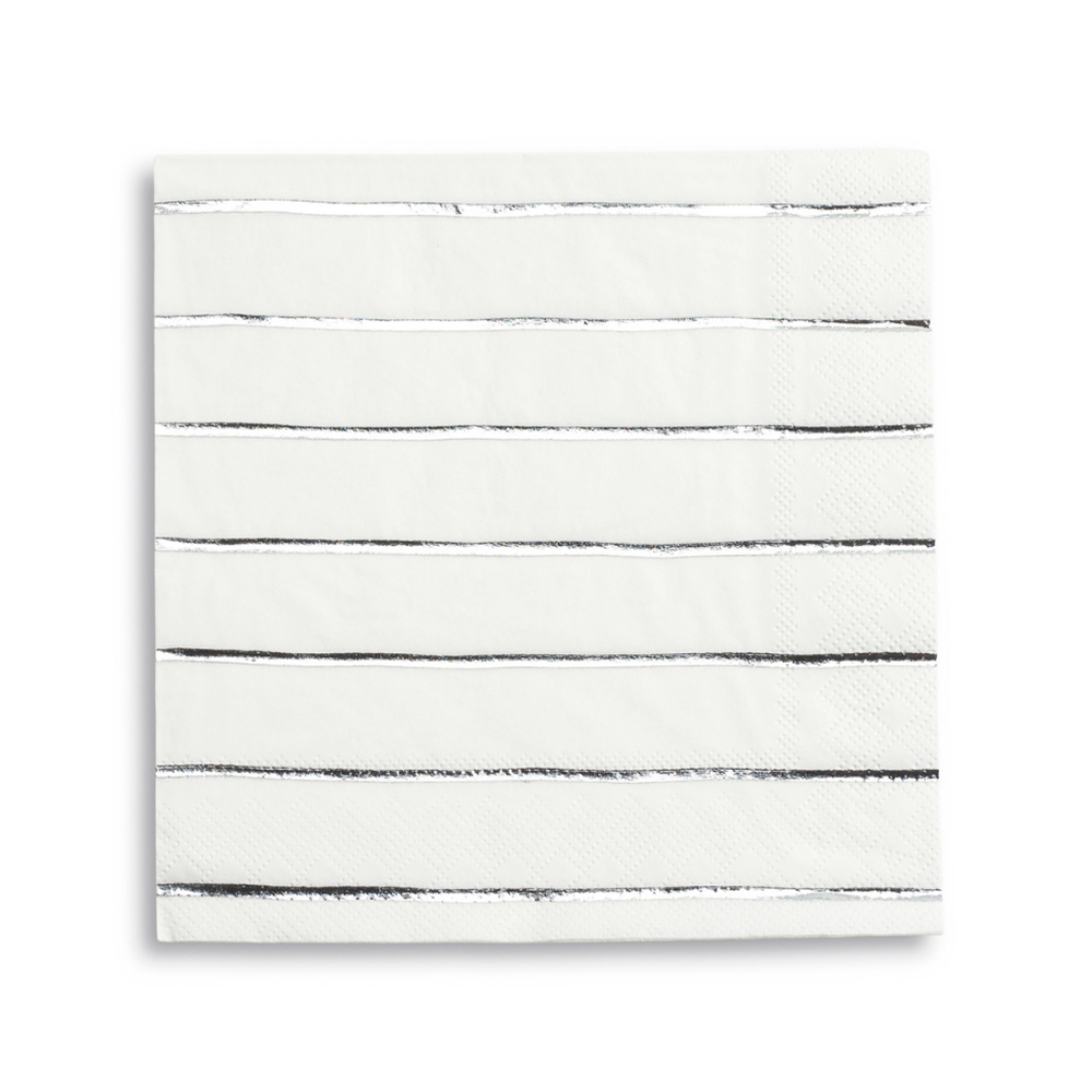 Silver Frenchie Striped Large Napkins from Daydream Society