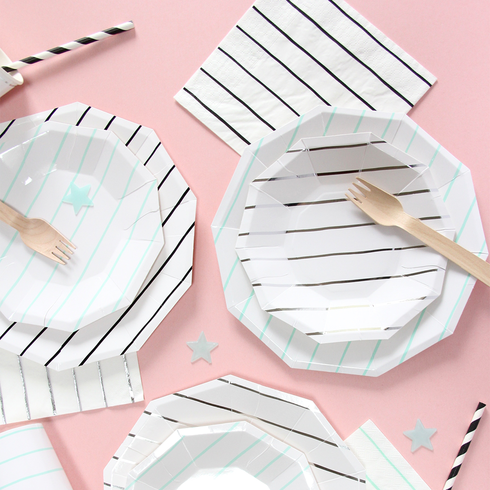 Ink Frenchie Striped Large Plates from Daydream Society