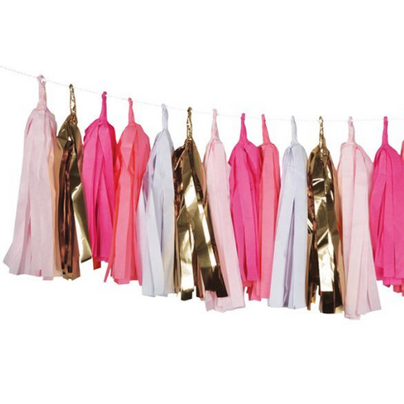 Gold and Pink Tassel Garland