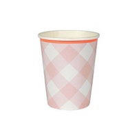 Pink Gingham 9 oz Cups