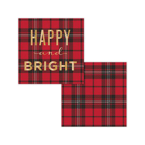 "Happy and Bright" Christmas Cocktail Napkin