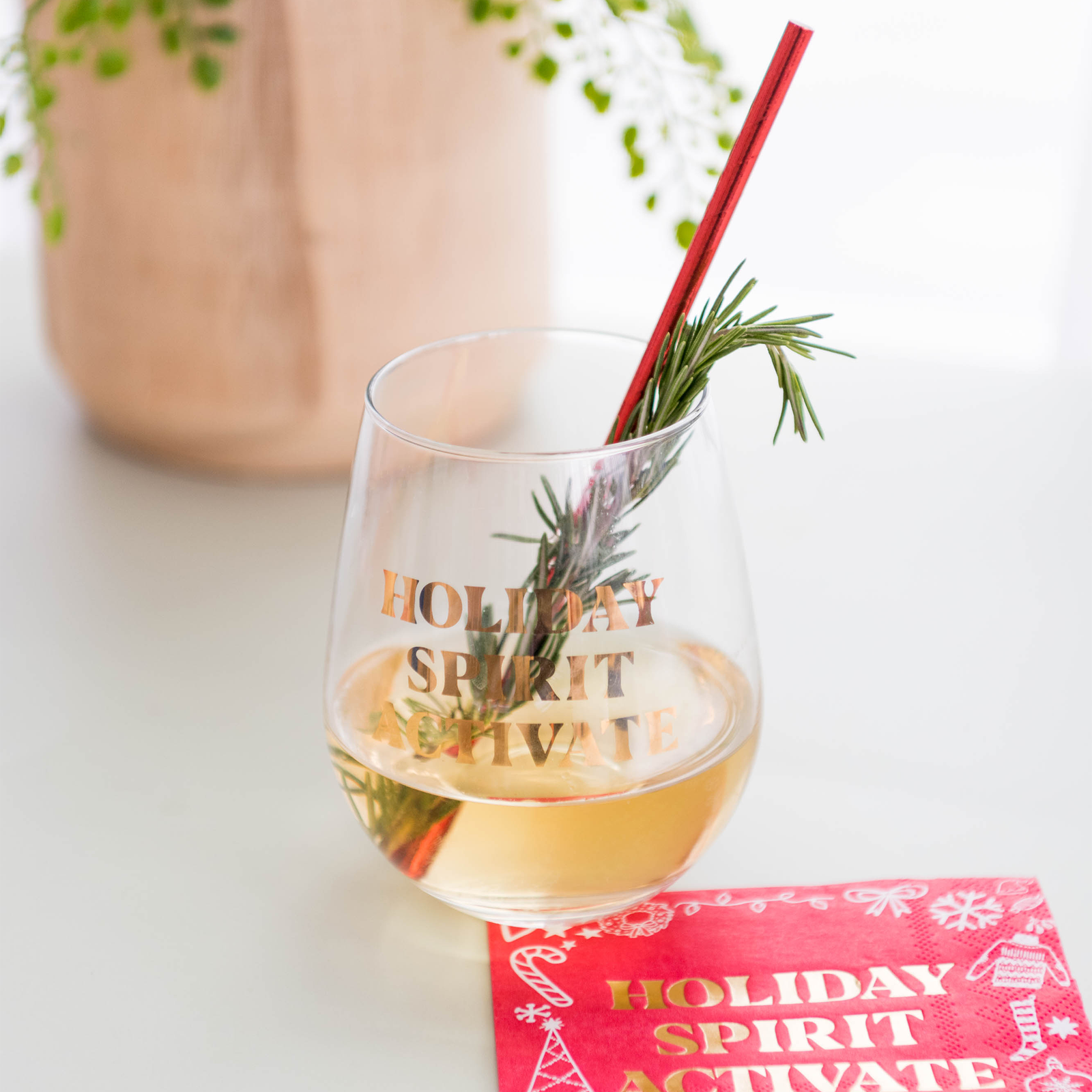Witty "Holiday Spirit Activate" Wine Glass, Jollity & Co.