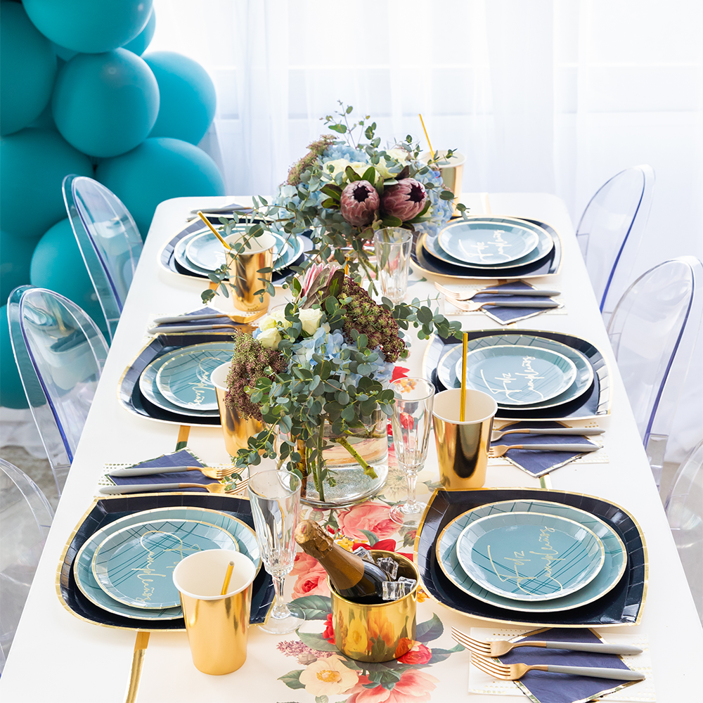 Milestone Blue Feliz Cumpleaño Dinner Plates Styled from Jollity & Co