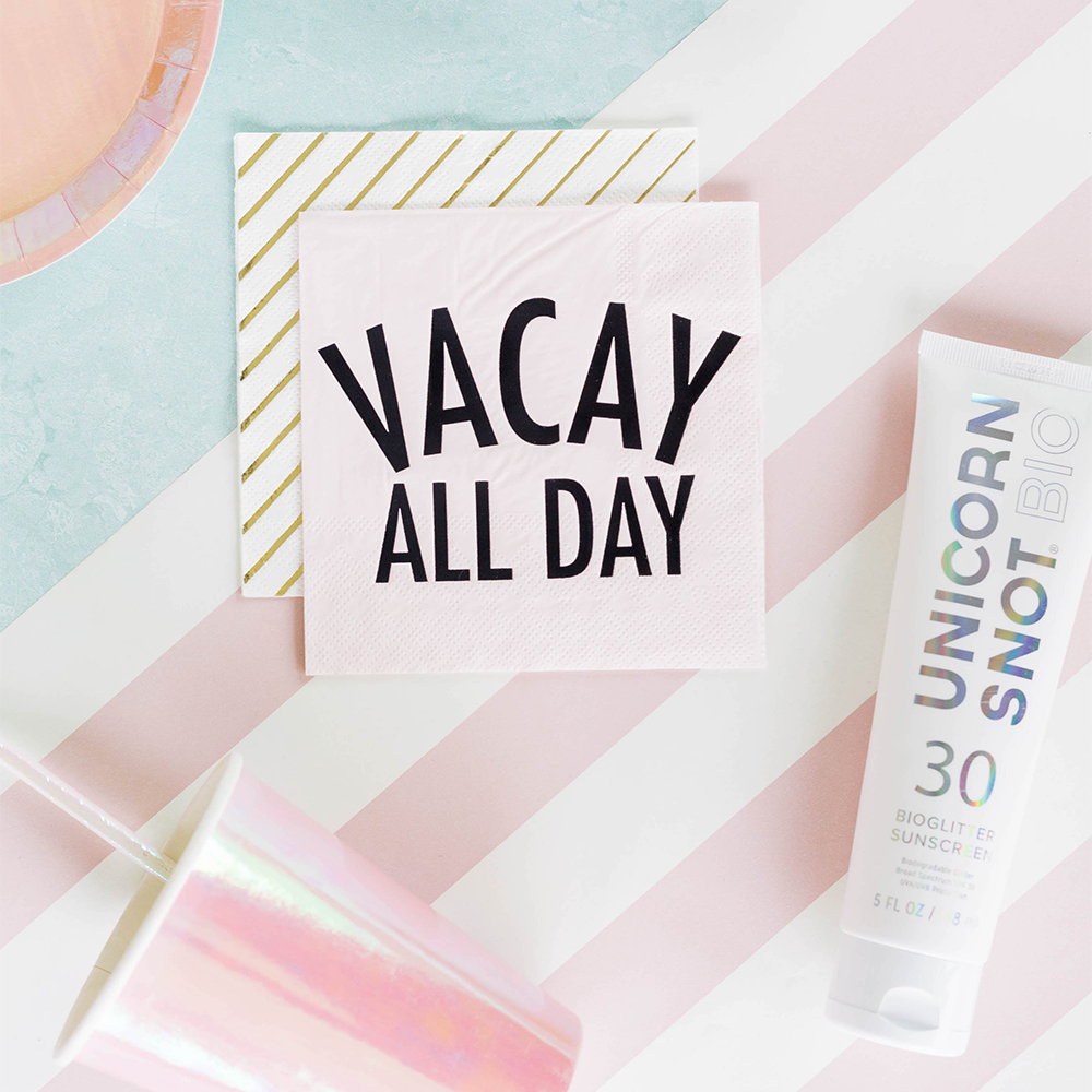 "Vacay All Day" Witty Cocktail Napkins from Jollity & Co