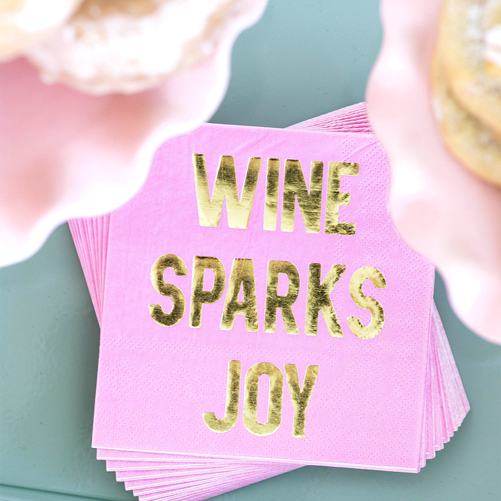 "Wine Sparks Joy" Witty Cocktail Napkins from Jollity & Co