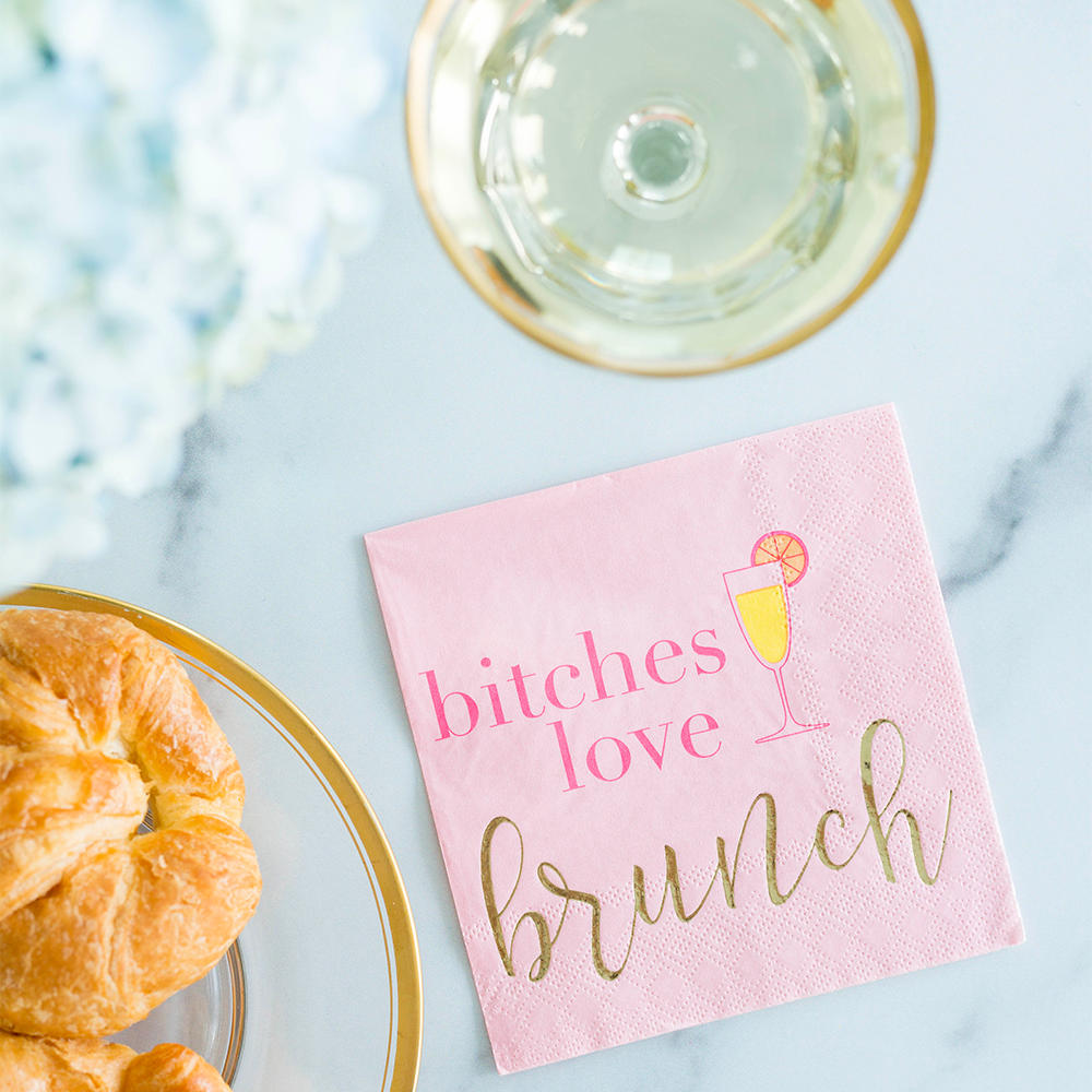"Bitches Love Brunch" Witty Cocktail Napkins from Jollity & Co