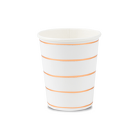 Rose Gold Frenchie Striped 9 oz Cups, Daydream Society
