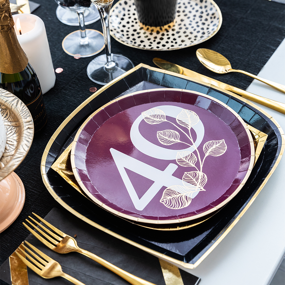 Milestone Mauve 40th Dinner Plates Styled from Jollity & Co