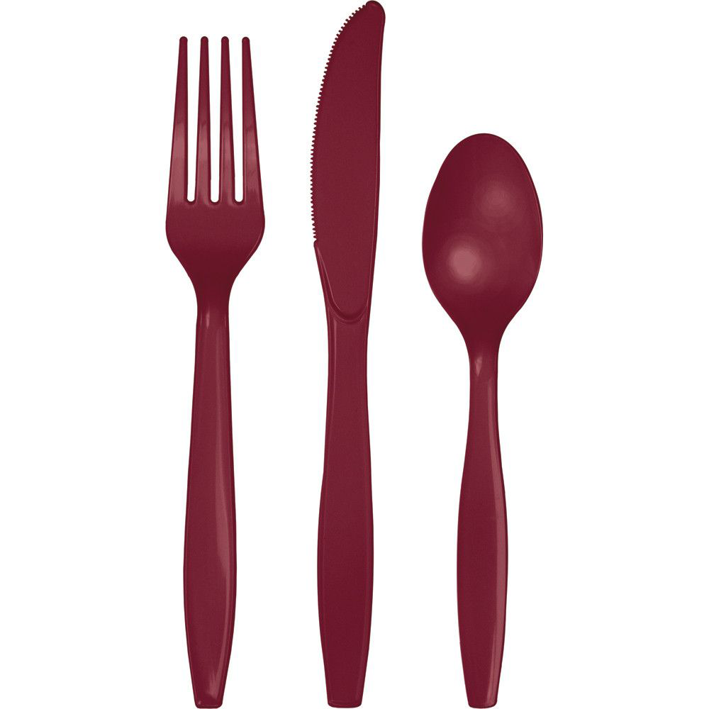 Burgundy Plastic Flatware, Jollity Co.