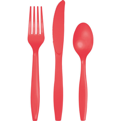 Coral Plastic Flatware