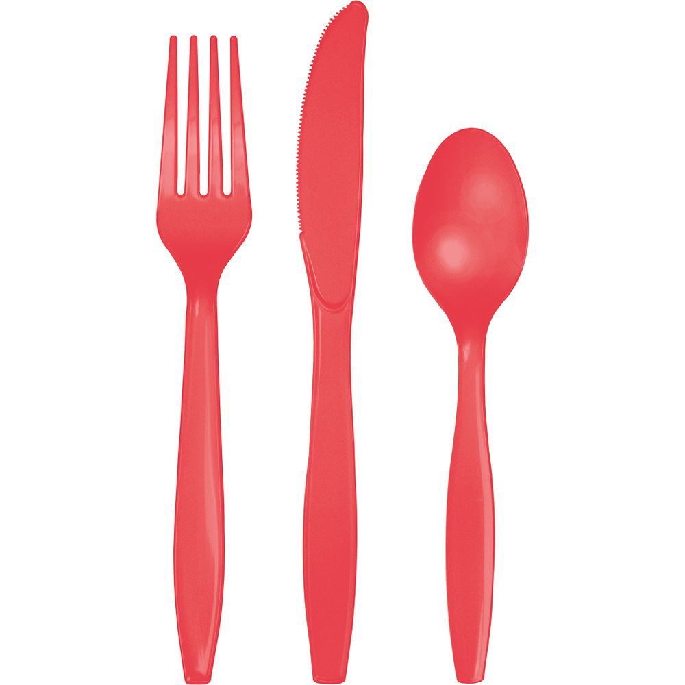 Coral Plastic Flatware, Jollity Co.