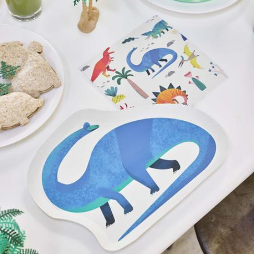 Jollity & Co, Die-Cut Dinosaur Dinner Plates Tablescape