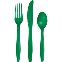 Emerald Green Plastic Cutlery, Jollity Co