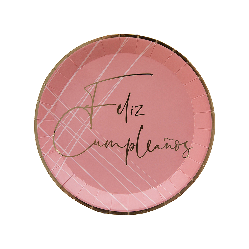 Milestone Pink Feliz Cumpleaño Dessert Plates from Jollity & Co